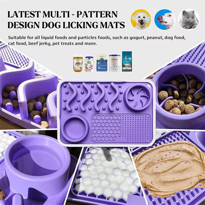 Slow Feeder 3 in 1 Dog Bowl & Licking Mat for Good Health & Mental Stimulation