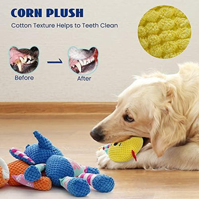 5 PCS Patchwork Fabric Plush Dog Toys Durable 