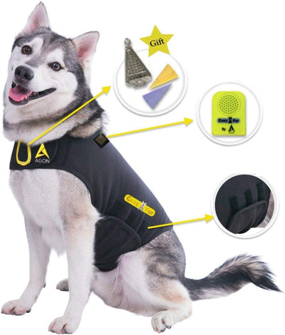 Cozyvest® Dog Anxiety Vest 3-In-1 Music & Aromatherapy Shirt, Relaxing Sound & Essential Oil Scent Jacket, Fireworks Thunder Separation & Thunderstorm Canine Stress Relief Coat (Gray, XL [65-110 Lbs])