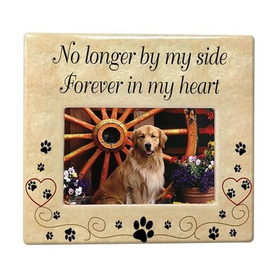 Pet Memorial Ceramic Picture Frame - No Longer by My Side Forever in My Heart -