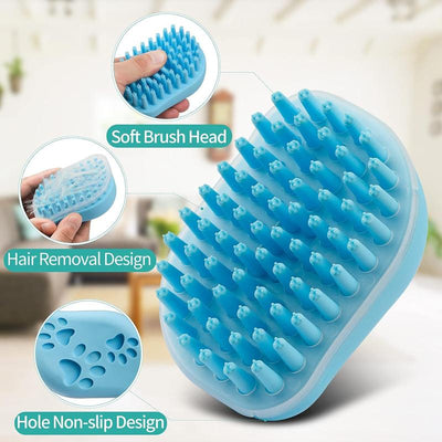 2Pack Dog Bath Brush Soft Silicone Pet Shampoo Massage Dispenser Grooming 
