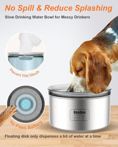 1Gallon Dog Water Bowl, 3.8L No Spill Water Bowl  Stainless Steel 