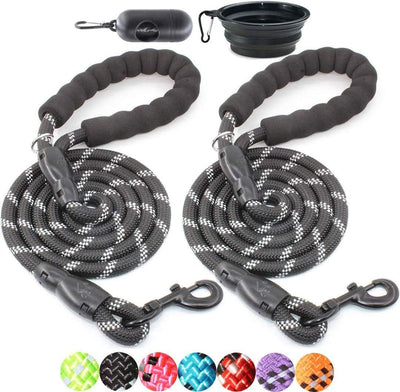 2 Packs 5FT Dog Leash with Comfortable Padded Handle and Highly Reflective 