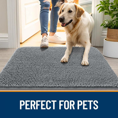 Dog Door Mat for Muddy Paws 30X20, Absorbs Moisture and Dirt (Grey)
