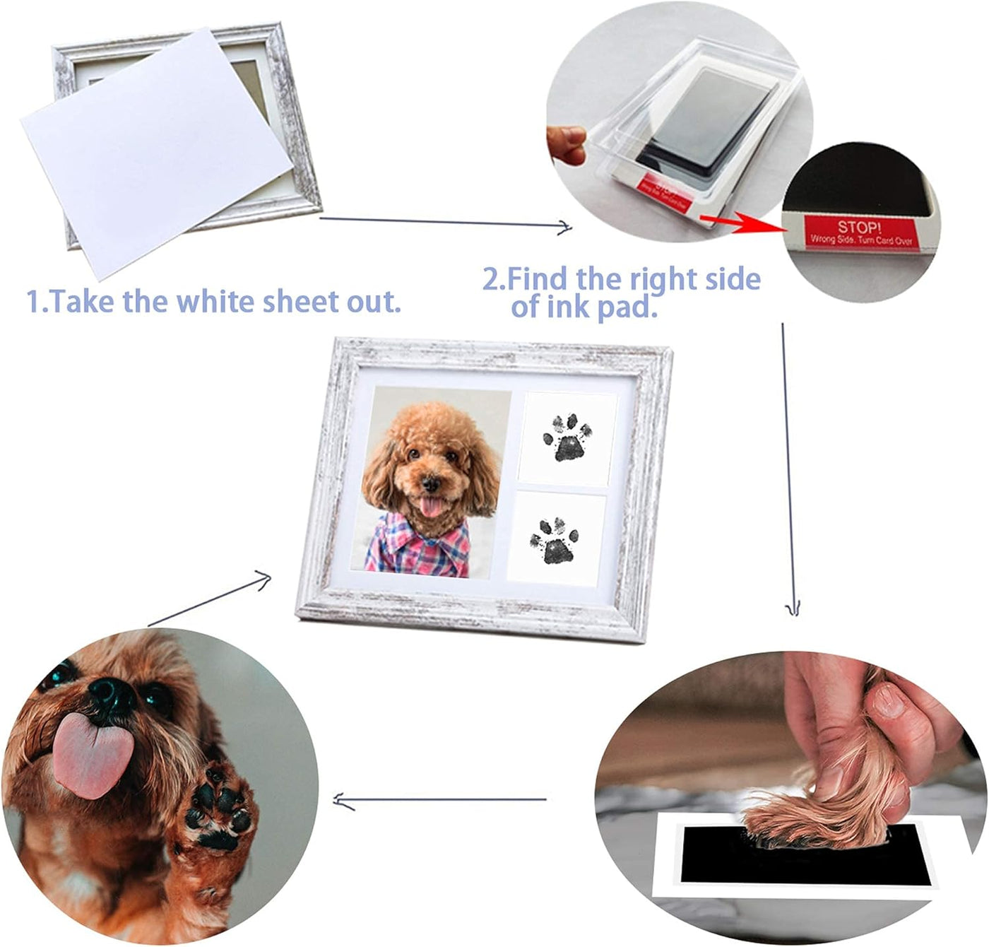 Dog Paw Print Kit Frame - Pet Memorial Picture Frame with Pawprints - Dog or Cat Paw Print Kit, Pet Keepsake Picture Frame for Pet Love Dog Memorial Gifts for Paw Print Frame, Sympathy Gift