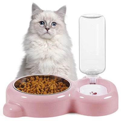 Pet Feeding Set with Water Dispenser and Stainless Steel Bowls for Dogs and Cats