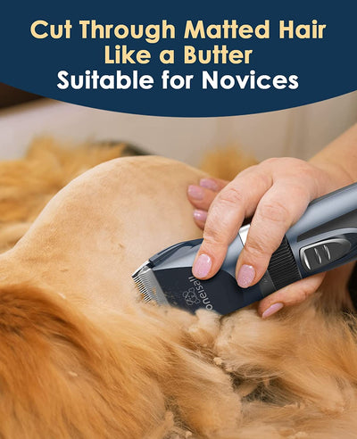 Quiet Cat Clippers for Matted & Long Hair, 2-Speed Cordless Pet Shaver Grooming Kit for Cats, Small Dogs & Animals (Blue)