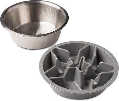 Leash Boss Puzzle Slow Feeder Dog Bowl, 2-Cup Maze, 7.5-8 Inch Opening for Large, Medium & Small Breeds - Puppy Feeder