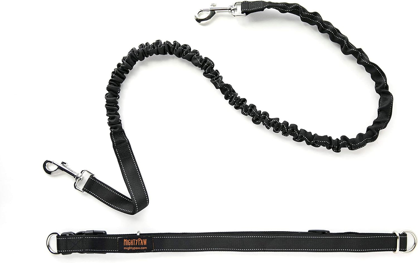 Mighty Paw Hands Free Dog Leash | Bungee Waist Leash for Dog Walking. Pet Running Hands Free Tether for Large, Medium & Small Breeds. Pet Waist Belt (36" - 48") up to 150 Lbs - Gray