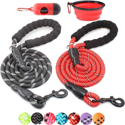2 Packs 5FT Dog Leash with Comfortable Padded Handle and Highly Reflective 