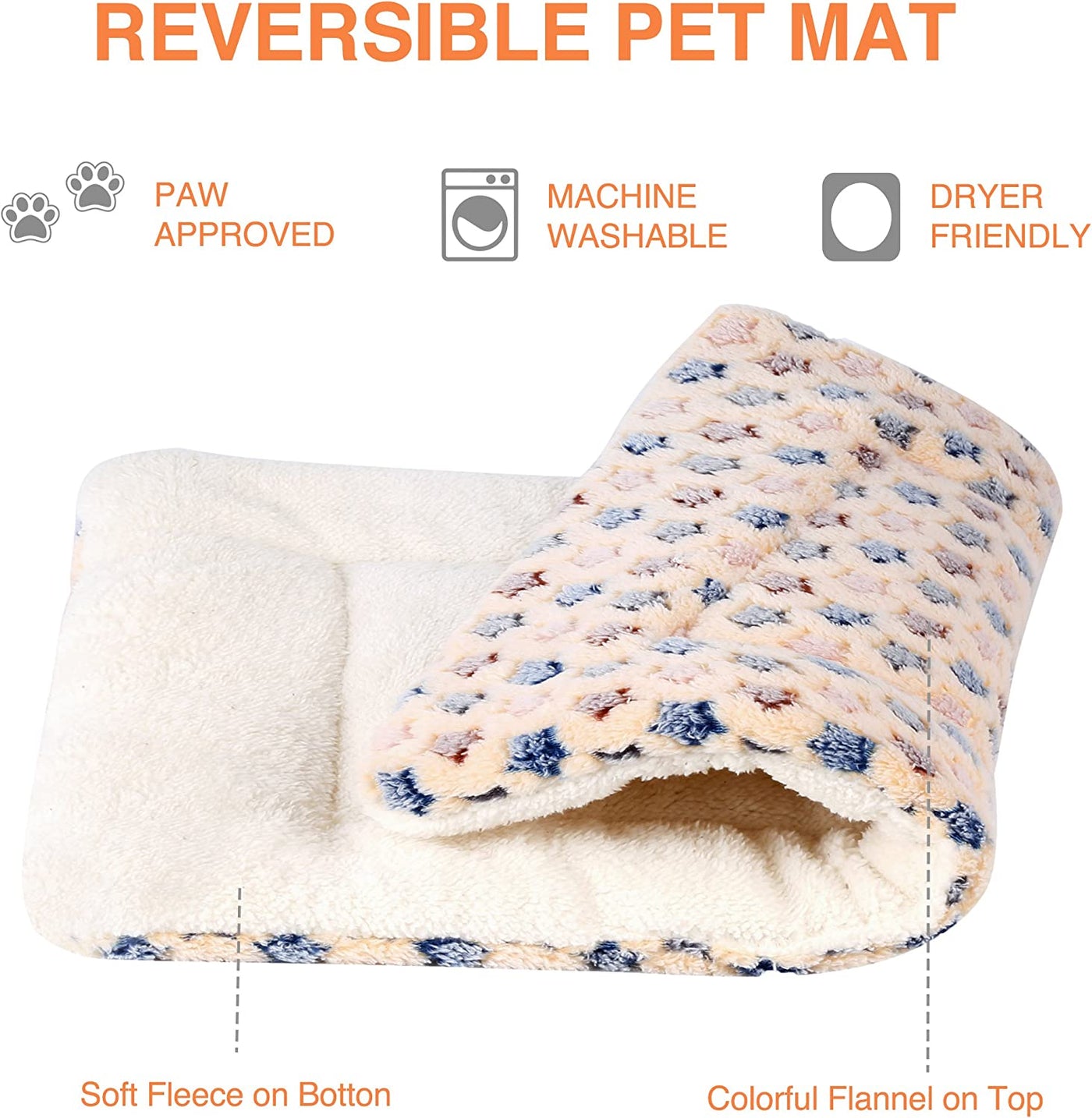 Dog Crate Pad - Ultra Soft Pet Bed with Cute Star Print, , Reversible Fleece Kennel Liner, Cat Bed 23 X 18 Inch Brown