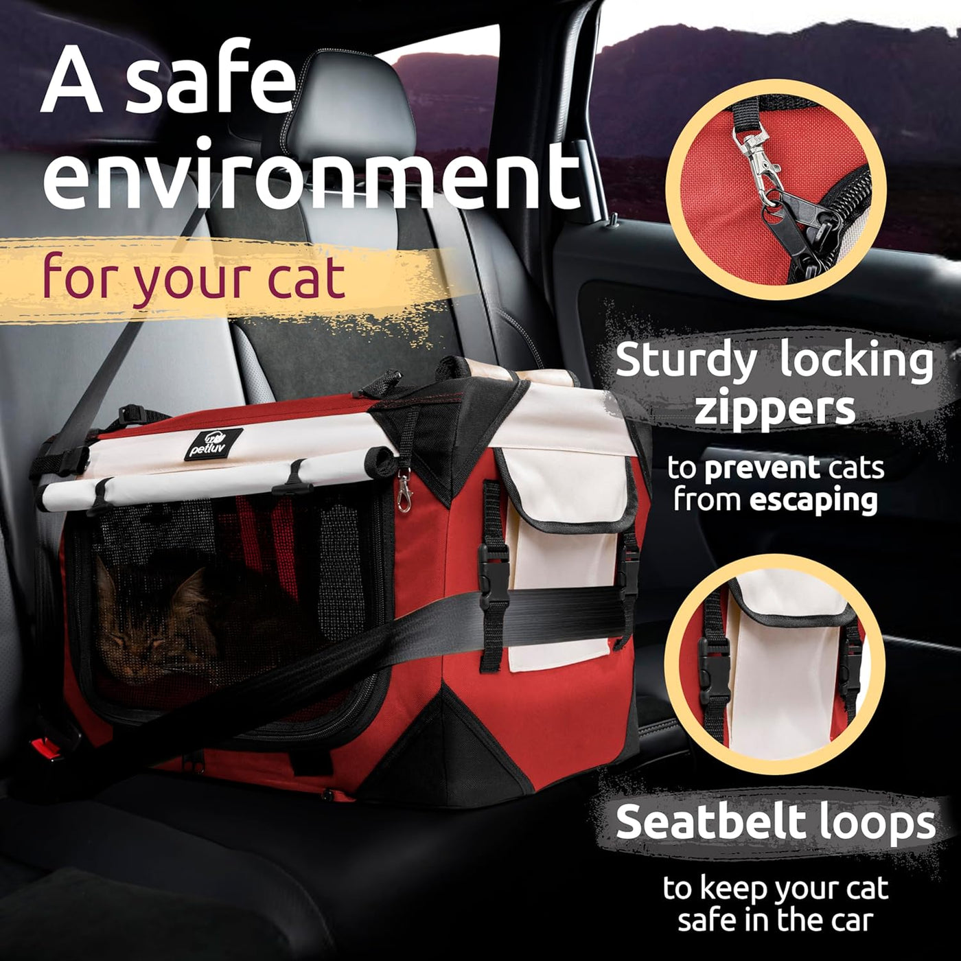 Large Cat Carrier & Dog Carrier for 2 Cats or Medium Dog. Soft Sided and Collapsible 