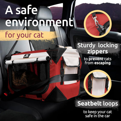 Large Cat Carrier & Dog Carrier for 2 Cats or Medium Dog. Soft Sided and Collapsible 