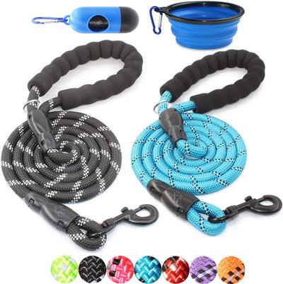 2 Packs 5FT Dog Leash with Comfortable Padded Handle and Highly Reflective 