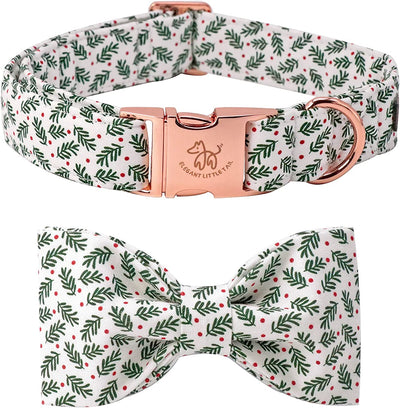 Elegant Little Tail Christmas Dog Collar, Pet Collar Soft with Comfy Bowtie Dog Collar Holiday Adjustable Pet Gift Collars for Small Medium Large Dogs