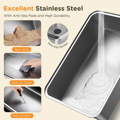 XL Stainless Steel Litter Box , XL Extra Large Enclosed Cat Litter Box for Big Cats,  Top Entry