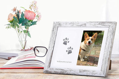 Dog Paw Print Kit Frame - Pet Memorial Picture Frame with Pawprints - Dog or Cat Paw Print Kit, Pet Keepsake Picture Frame for Pet Love Dog Memorial Gifts for Paw Print Frame, Sympathy Gift