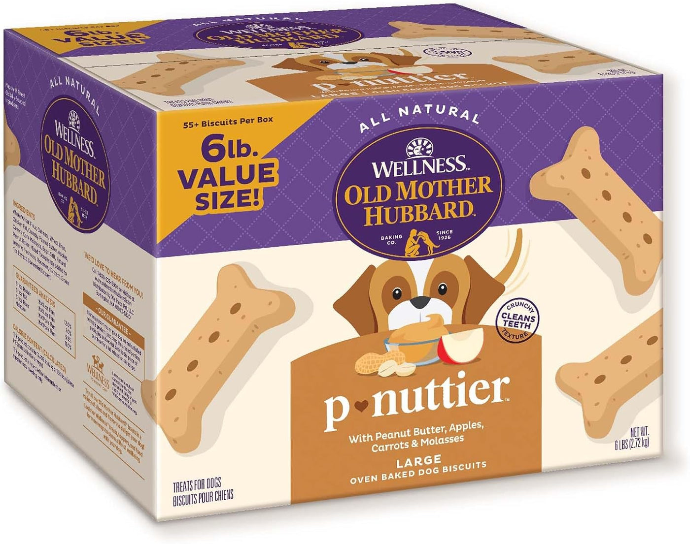 Medium to Large Dog Treats Wellness P-Nuttier ,Natural, Training Treats, Peanut Butter Flavor, Large Size, (6 Pound Box)