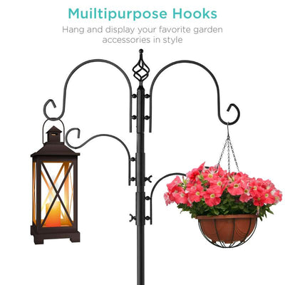 Best Choice Products 91In 4-Hook Bird Feeding Station, Steel Multi-Feeder Stand W/ 2 Feeders, Tray, Bird Bath