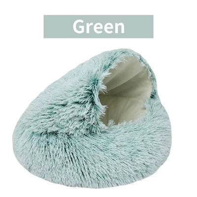 2-in-1 Round Cushion & Warm Pet House for Cats and Small Dogs
