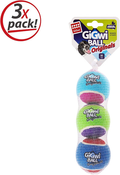 (3 Pack)Tennis Balls for Dogs, Squeaky Dog Tennis Balls for Exercise, High Bouncy Dog Balls Bright Colors 2.5 Inches
