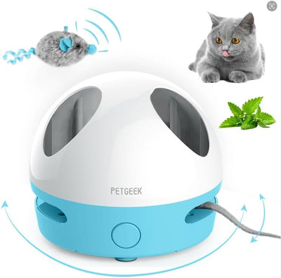 PETGEEK Hidey Mouse Electronic Interactive Cat Toy, Hide Mouse Cat Toy with Squeaky Mouse, Automatic Cat Toys with Catnip Filled Hidey Mouse, Cat Toys Interactive for Indoor Cats Play (Green)