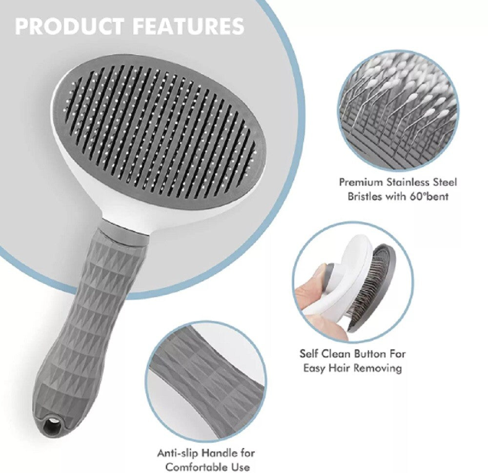 Pet Hair Remover Brush – Self-Cleaning Deshedding Grooming Comb for Dogs & Cats