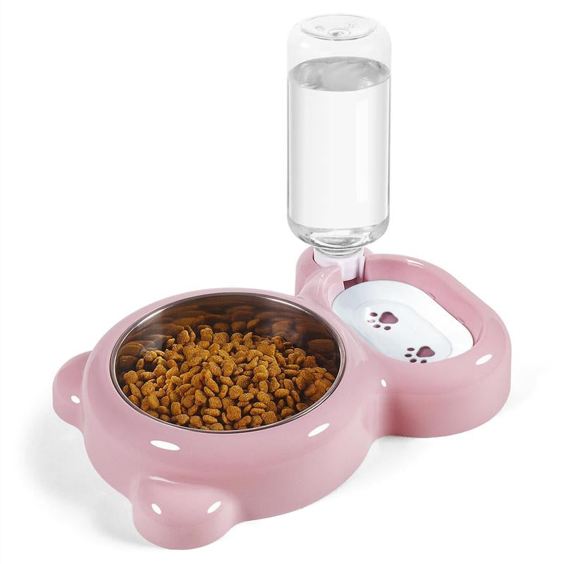 Pet Feeding Set with Water Dispenser and Stainless Steel Bowls for Dogs and Cats