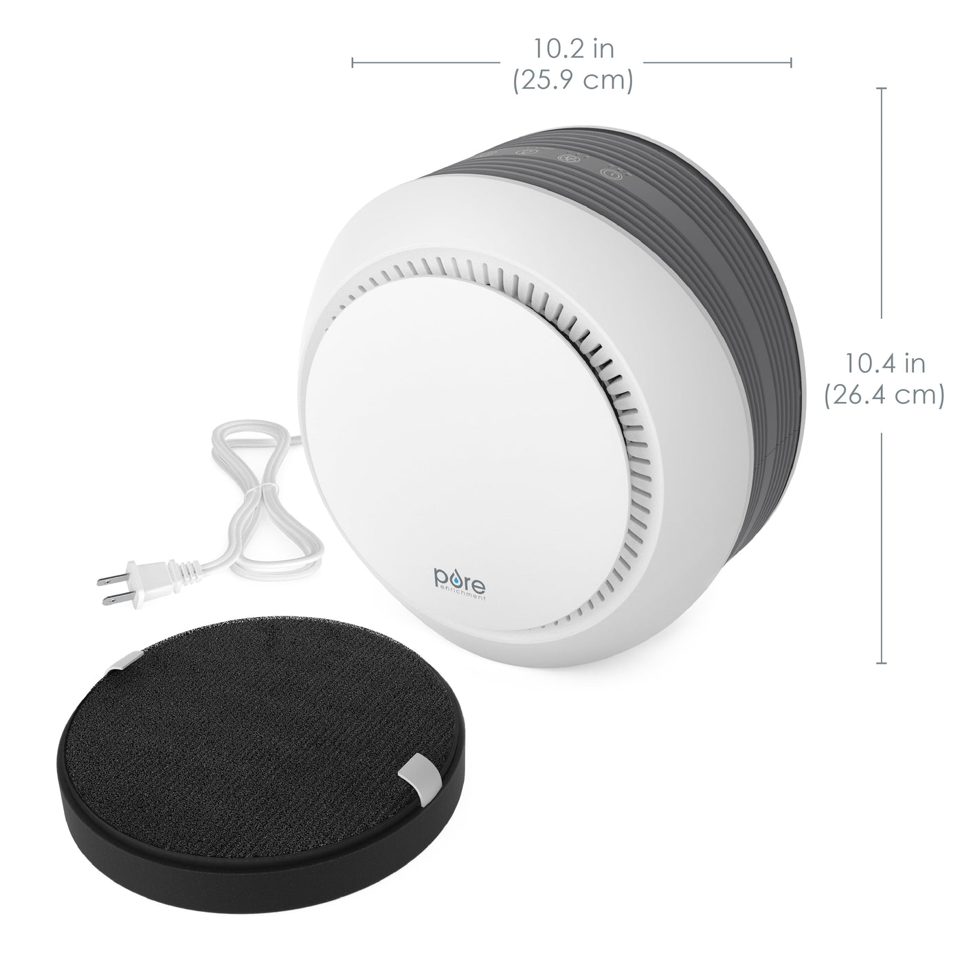 Purezone Halo Medium Room Air Purifier with 2 Stage Filtration - Graphite