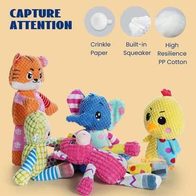 5 PCS Patchwork Fabric Plush Dog Toys Durable 