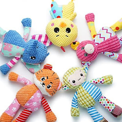 5 PCS Patchwork Fabric Plush Dog Toys Durable 