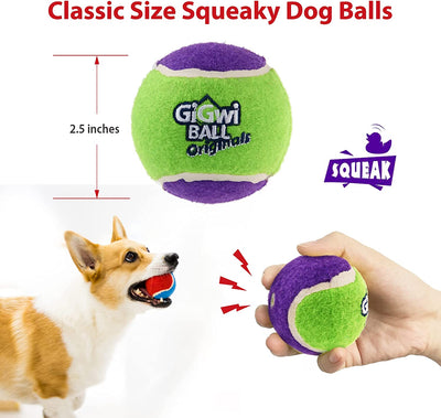 (3 Pack)Tennis Balls for Dogs, Squeaky Dog Tennis Balls for Exercise, High Bouncy Dog Balls Bright Colors 2.5 Inches