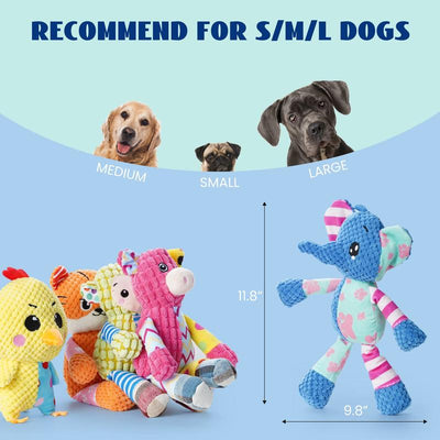 5 PCS Patchwork Fabric Plush Dog Toys Durable 