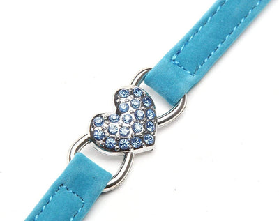 4 Soft Velvet Cat Adjustable Collars with Crystal Heart Charm and Bells 8-11 Inches(Black+Red+Pink+Blue)