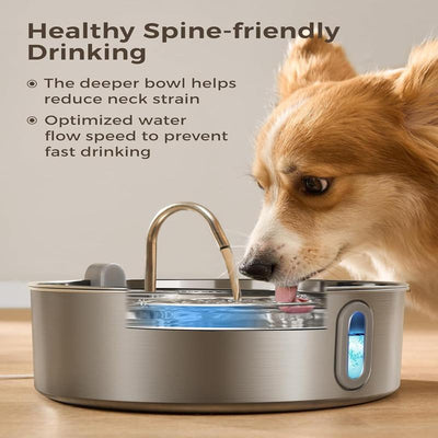 Dog Water Fountain for Large Dogs 7L/236Oz Stainless Steel Multi-Filtration Pet Fountain with Ultra-Quiet Pump