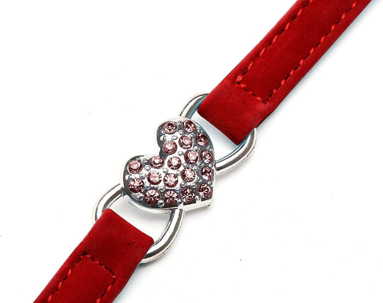 4 Soft Velvet Cat Adjustable Collars with Crystal Heart Charm and Bells 8-11 Inches(Black+Red+Pink+Blue)