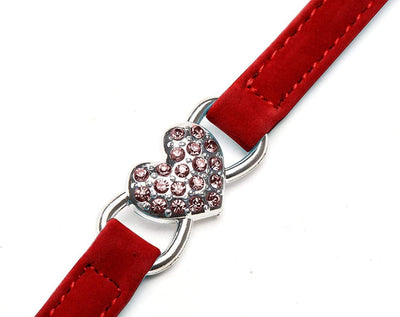 4 Soft Velvet Cat Adjustable Collars with Crystal Heart Charm and Bells 8-11 Inches(Black+Red+Pink+Blue)