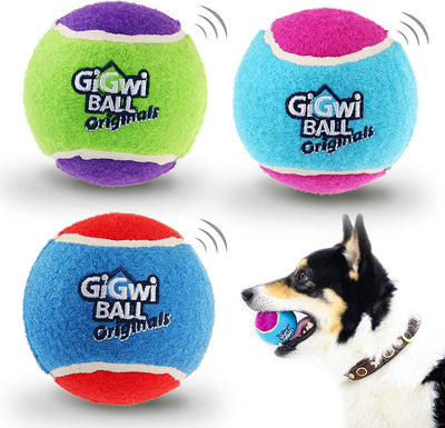 (3 Pack)Tennis Balls for Dogs, Squeaky Dog Tennis Balls for Exercise, High Bouncy Dog Balls Bright Colors 2.5 Inches