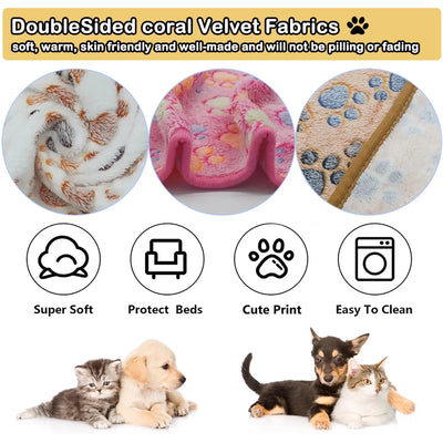 (3 Pack) Blankets Super Soft Fluffy Premium Fleece Pet Blanket Flannel Throw for Dog or Cat (23X16 Inch)