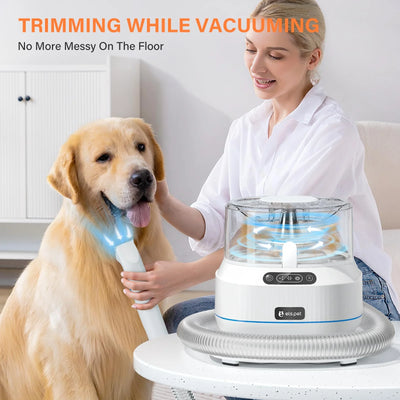 Dog Grooming Vacuum Kit: 5-In-1 Pet Hair Clippers with Vacuum Suction 99.9%, Dog Hair Brush Comb Tools for Shedding W/ 1.4L Extra Large Dust Cup, Ultra Quiet for Cats & Dogs and Home Cleaning