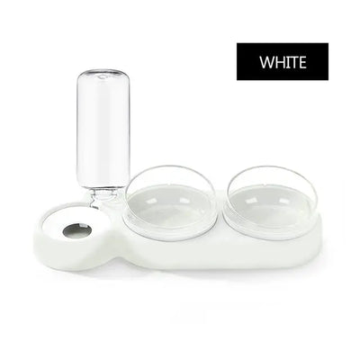 Pet Bowl Double Bowls Food Water Feeder with Auto Water Dispenser