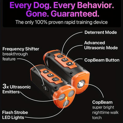 Rechargeable Dog Bark Control Tool, Handheld Dog Barking Deterrent with 3 Times Wave Transmitter & Range of 50 Feet, Professional Dog Training Solution, Pet Gear, Camping Gear