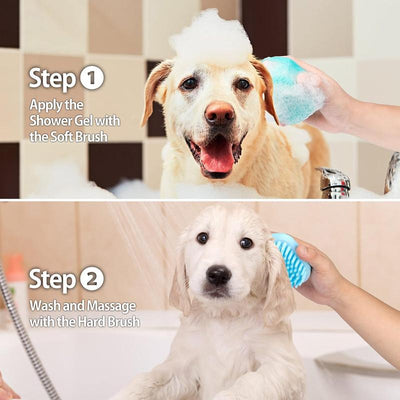 2Pack Dog Bath Brush Soft Silicone Pet Shampoo Massage Dispenser Grooming 