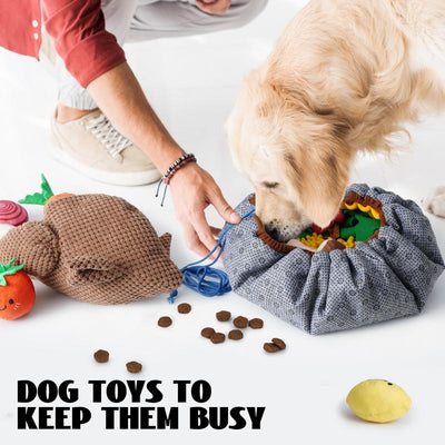 Nocciola 7-In-1 Thanksgiving Turkey Dog Toy,Big Turkey Puzzle Toy with 6 Squeaky Veggie Plush Toy, Interactive Enrichment Dog Toys for All Breeds