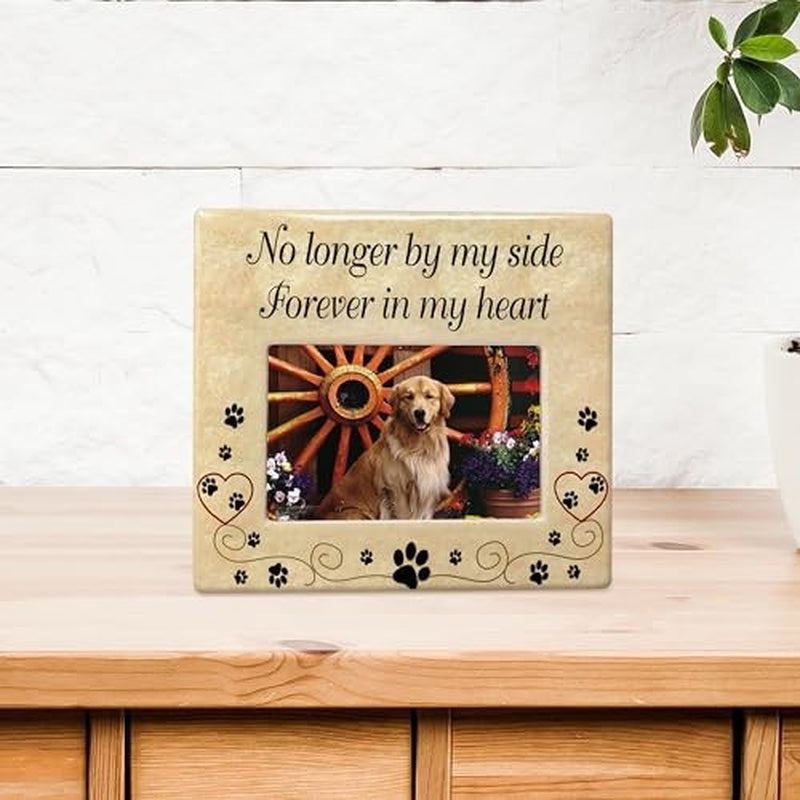 Pet Memorial Ceramic Picture Frame - No Longer by My Side Forever in My Heart -