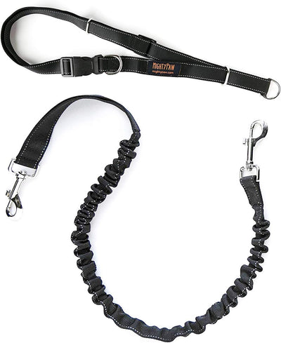 Mighty Paw Hands Free Dog Leash | Bungee Waist Leash for Dog Walking. Pet Running Hands Free Tether for Large, Medium & Small Breeds. Pet Waist Belt (36" - 48") up to 150 Lbs - Gray