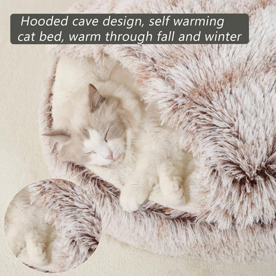 2-in-1 Round Cushion & Warm Pet House for Cats and Small Dogs