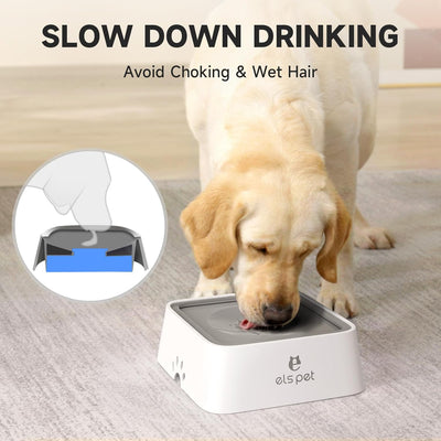 ELS PET No Spill Slow Water Feeder - Large Capacity 70Oz/2L (Grey)