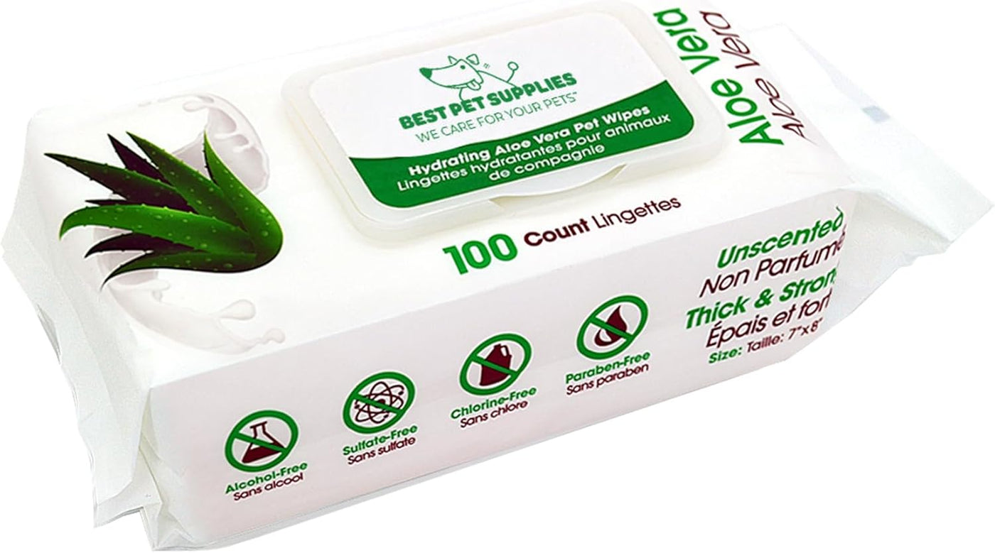 Best Pet Supplies Pet Wipes for Dogs - Dog Wipes Cleaning Deodorizing, for Coats, Ears, Paws - Moisturizing, Coconut, 100 Count