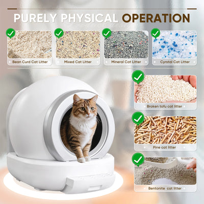 Automatic Self-Cleaning Cat Litter Box with Plastic Pad, with APP Control